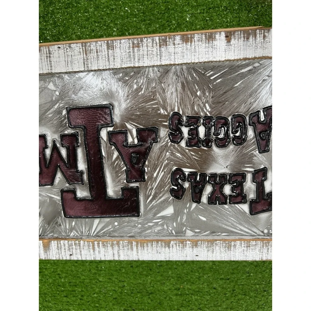 Vintage‎ Texas A&M Stained Glass Night Light Aggie Accent Lamp  Rustic 11 X 8